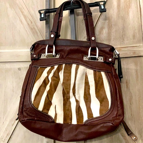 B MAKOWSKY  Leather and Calf Hair HANDBAG - Picture 2 of 13